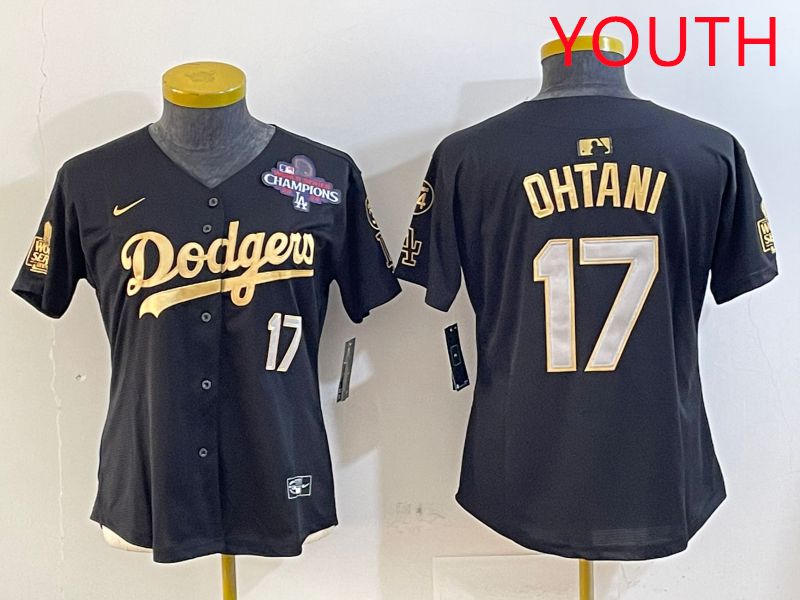 Youth Los Angeles Dodgers #17 Ohtani Black Gold Game 2025 Nike MLB Jersey style 2->youth mlb jersey->Youth Jersey